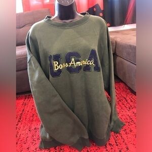 Vtg 90's Baggy Hugo Boss America Embroidered Sweatshirt Size XL